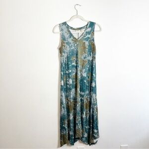 LOGO Lori Goldstein Tie Dye Abstract Splatter Sleeveless Maxi Dress Small